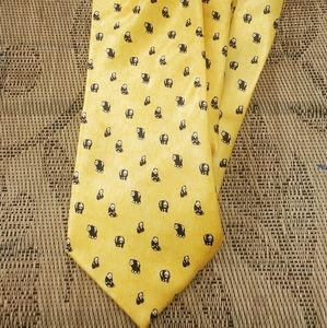 Kai Long Yellow Men's Tie with Tiny Pandas - 100% Silk - In Great Condition